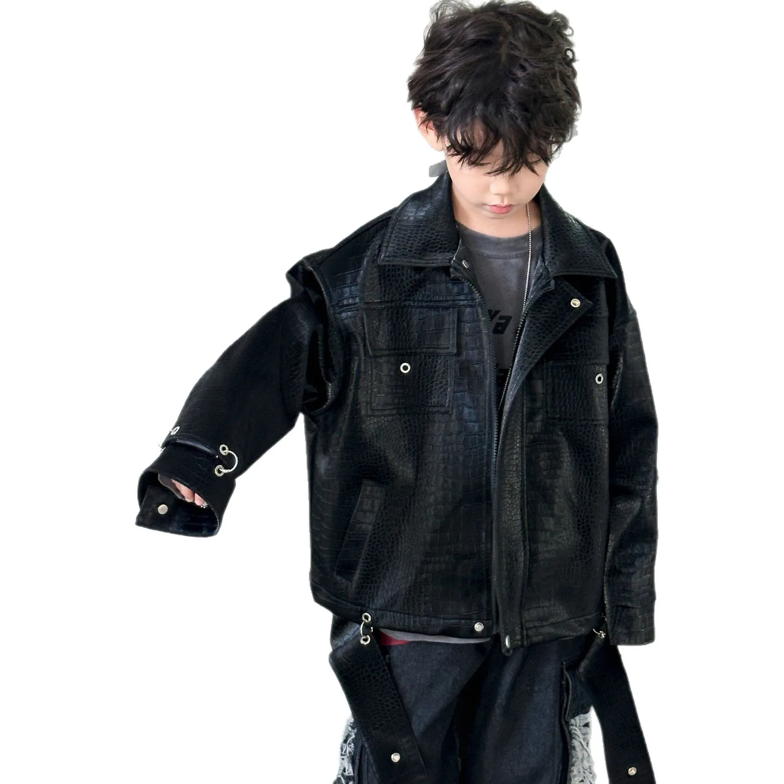 

Кожаная куртка для мальчиков Original 2026: Новая осенняя детская куртка с дизайнерским подходом, модный топ для мальчиков на весну и осень