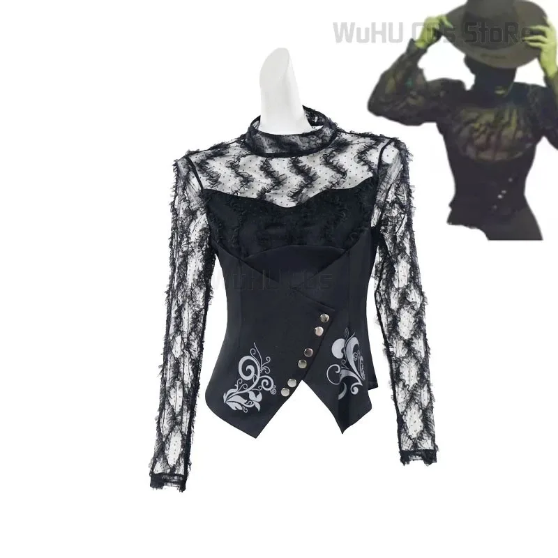 

COSda@Elphaba Cosplay Black Mesh Tops Shirts Costume 2025 Movie Wiked Disguise Jacket Witch Cape Full Clothes Halloween Party S