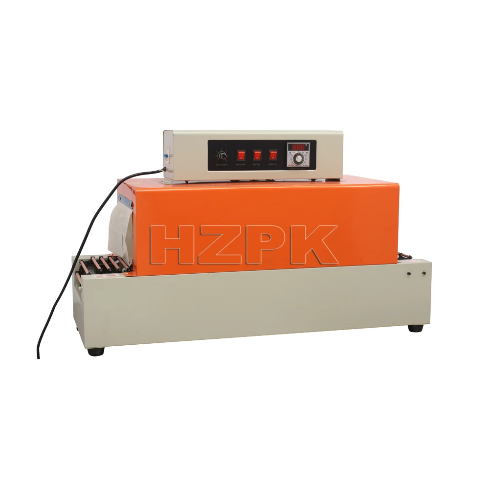 HZPK BS-260 semi automatic small box heat tunnel shrink sleeving wrapping labeling packaging machine