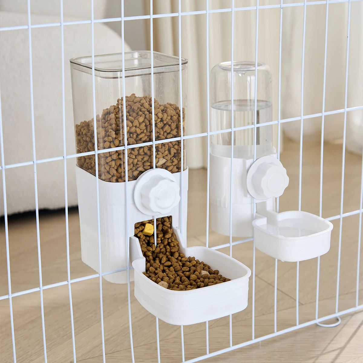 Automatic Pet Feeder Waterer Dog Cat Hanging Cage Bowl，Suitable for Small Puppy Cat Rabbit Food Container Dispenser Bowl view 5