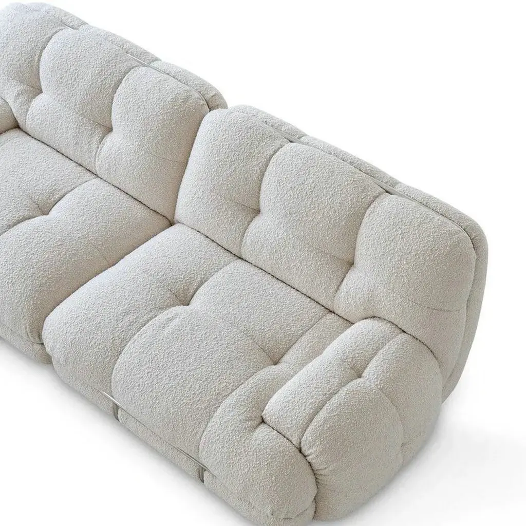 #Nordic Eco-friendly Boucle Teddy Fabric 3 Seater Sofa Set  Villa High-resilience Foam Couch Living Room Modern Sofas for Villa