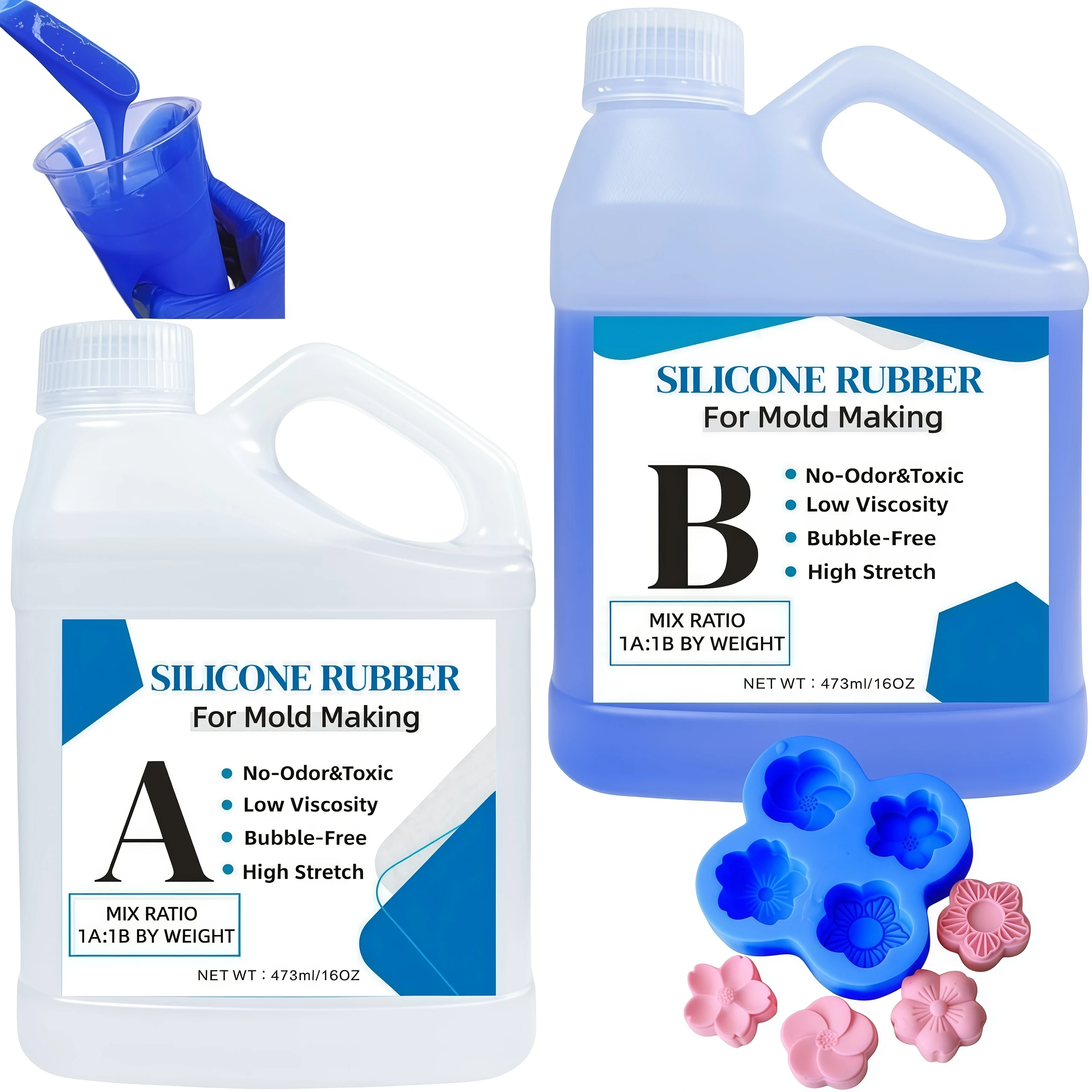 

Silicone Mold Making Kit, 32OZ Super Elastic Liquid Silicone for Mold Making Rubber for Casting Resin Molds and Detail Molds