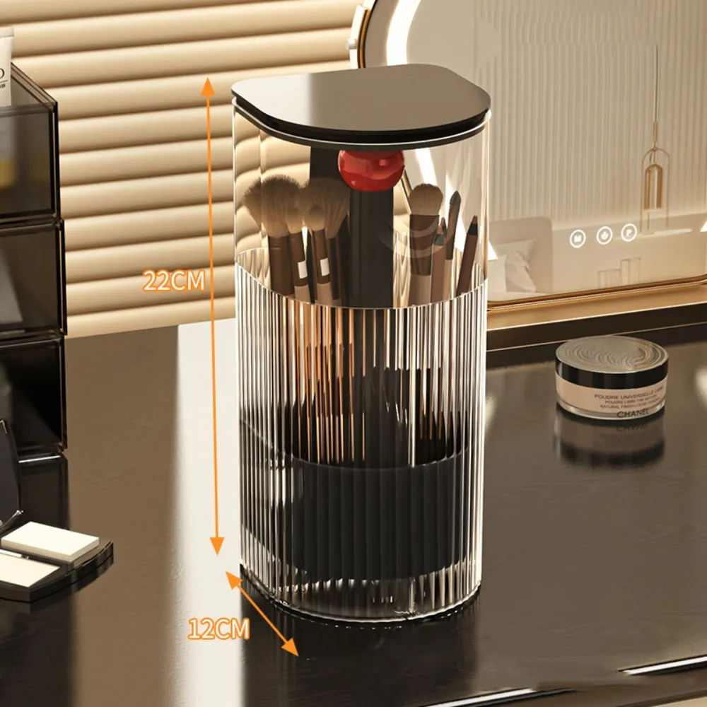

Automatic Lifting Makeup Brushes Holder with Lid Transparent Makeup Organizer Dustproof Large Capacity