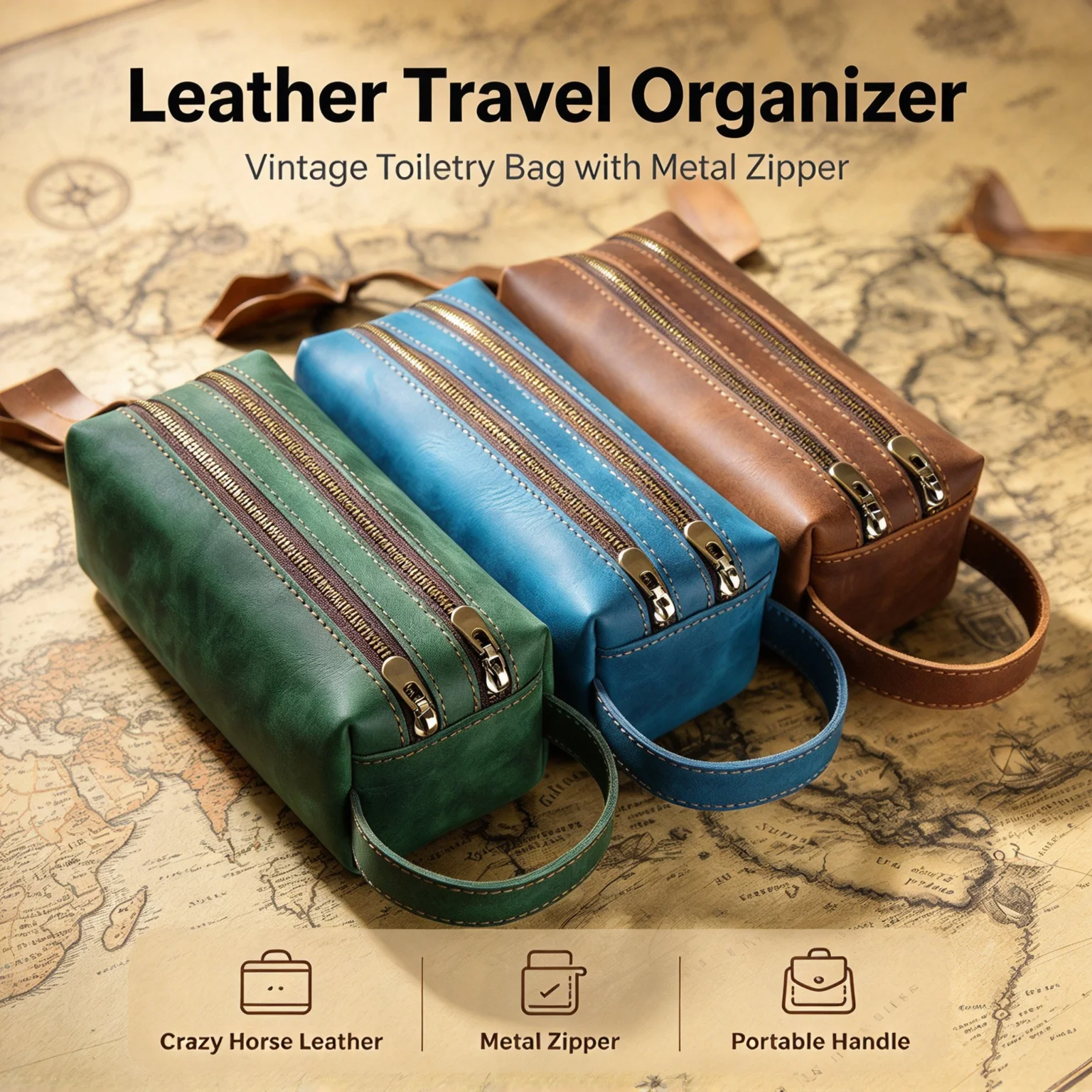 Cowhide Pencil Case For Boys Minimalist Extra Large Capacity Creative Double Layer Stationery Box Zipper Storage Bag