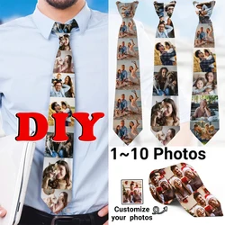 DIY Private Design Fashion Style Custom Men's Women Necktie 3D printing 1-10 Photos Custom Tie Holiday Gifts Family Couple Gifts