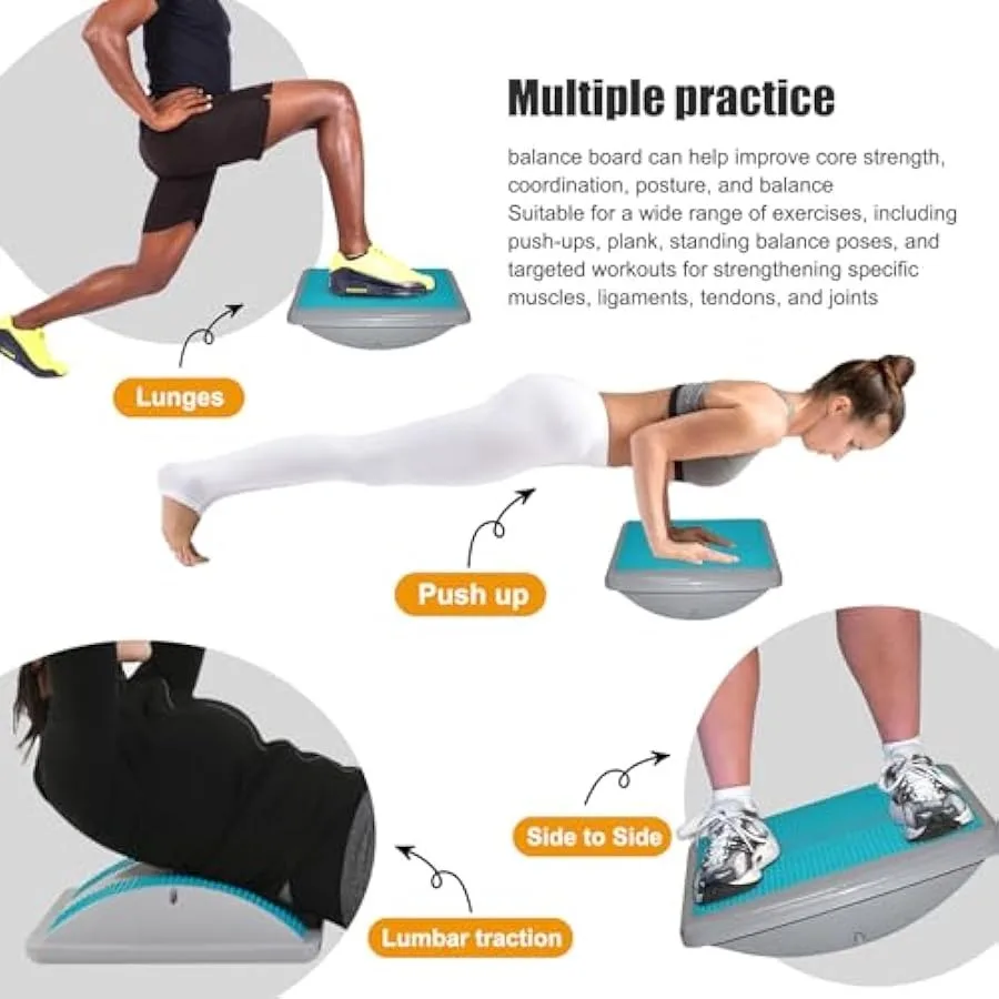 バランスボード 背中ストレッチ付き ウォブルボード 子供と大人用 滑り止めロッカーボード 理学療法用 コアトレーナー