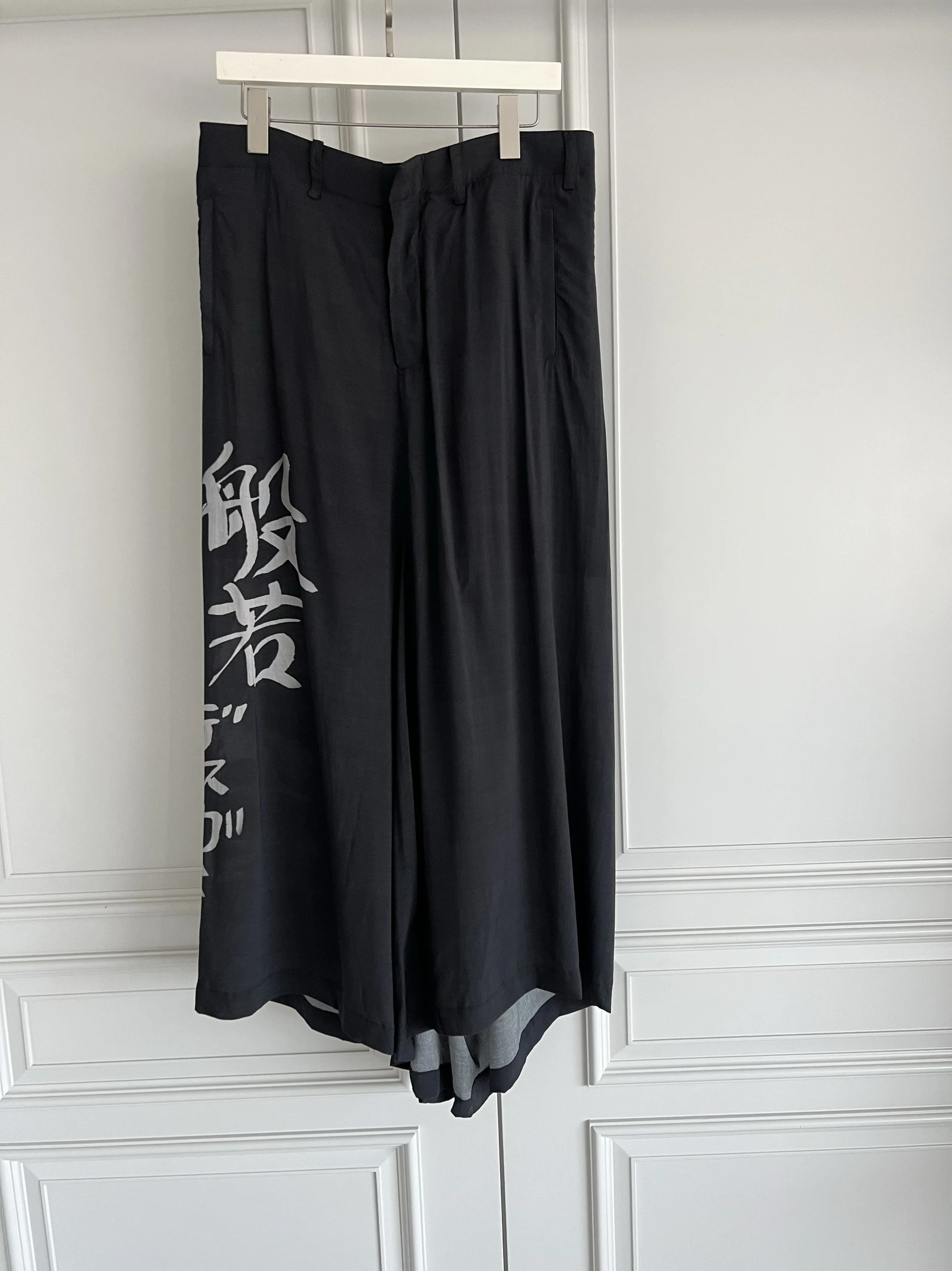 TOP-YAMAMOTO Original Design Prajna พิมพ์กางเกงขากว้าง Tencel สําหรับผู้ชาย culottes อินเทรนด์สไตล์ญี่ปุ่น