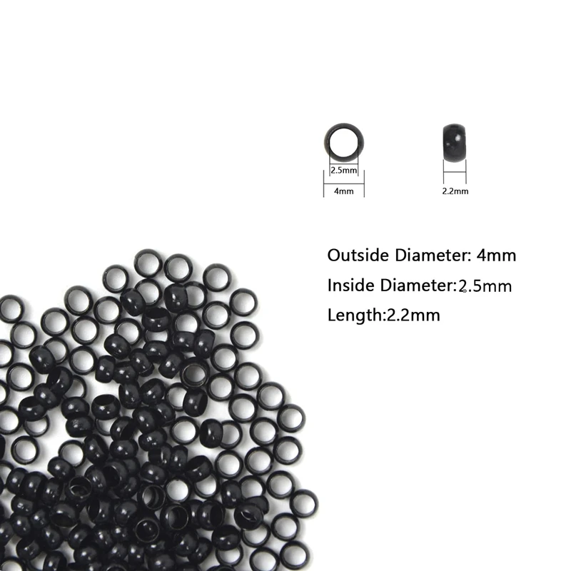 1000Pcs Multipurpose 4.0mm Non-Silicone Nano Lined Beads Copper Nano Rings for Hair Tinsel Feather Extensions Black/Brown/Beige image 2
