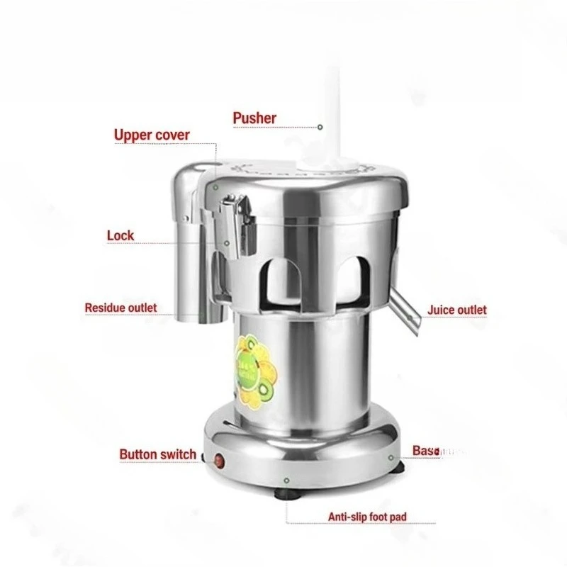 High-yield electric orange and fruit juice extractor for commercial use