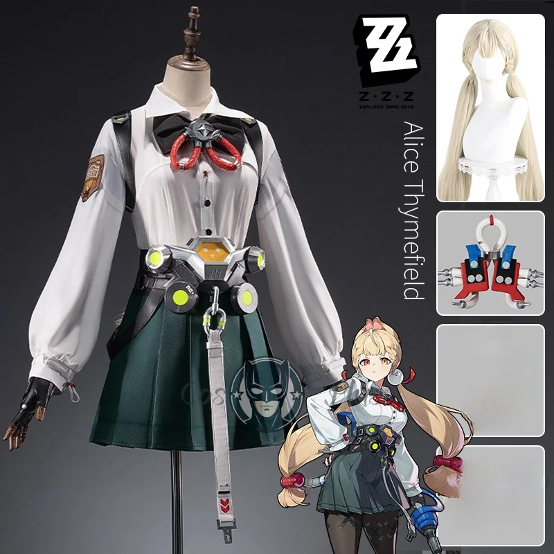 

Zenless Zone Zero Alice Thymefield Cosplay Costume Wig Shirt Skirt Headwear Tail Belt Props For Women Girls Spook Shack Carnival