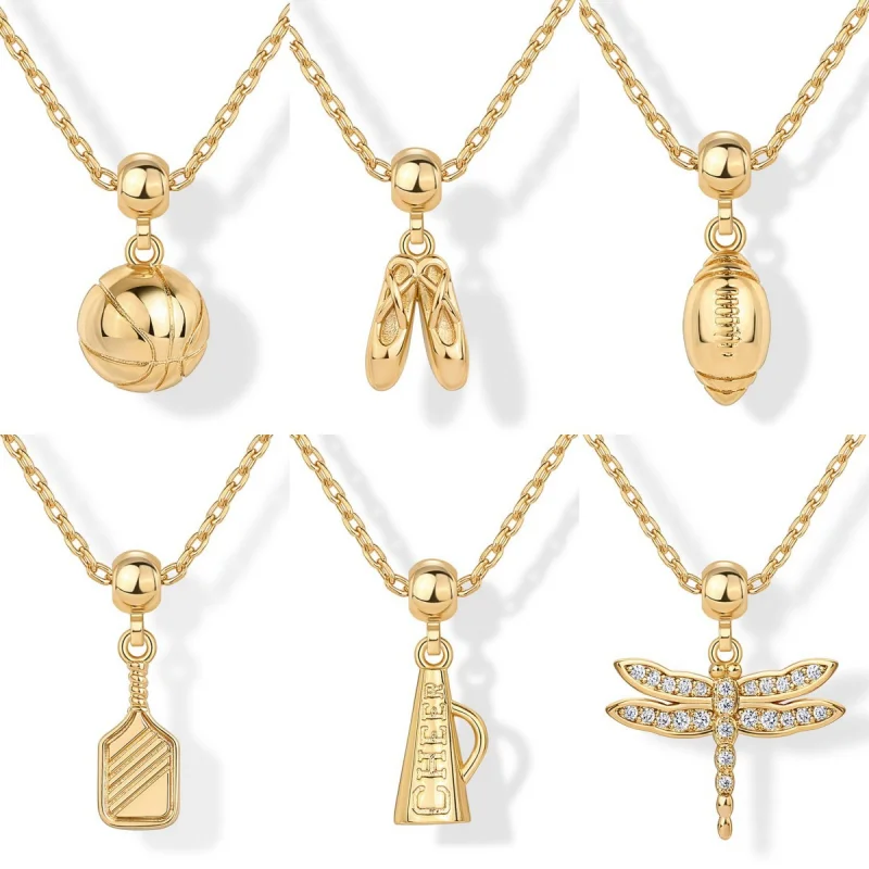 

Stainless steel cross basketball chili pendant necklace with gold plating and color retention