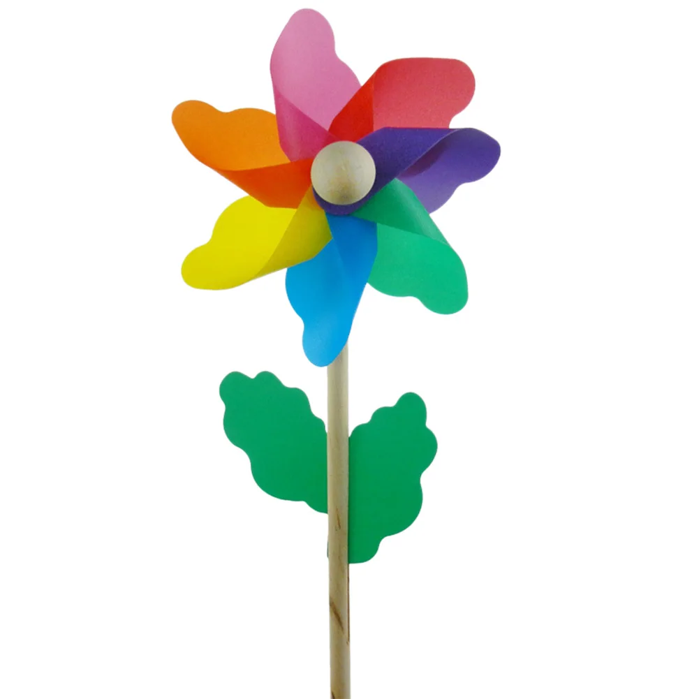 1pcs Windmill Plastic 12 cm Windmill Garden Stake Wooden Handle Garden Lawn Yard Party Nursery Outdoor Decoration Photo Props