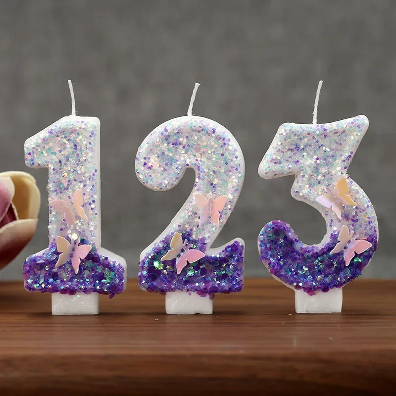 Pink Butterfly Number Candles 0-9 - Creative Birthday Cake Topper with Butterfly Decor for Party Celebration Supplies