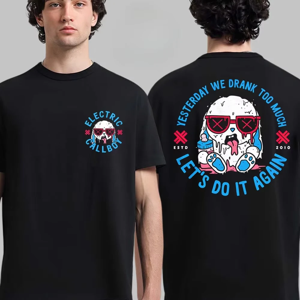 Electric Callboy Drunk Bunny Grafik-T-Shirt Party Rock Streetwear Casual Unisex