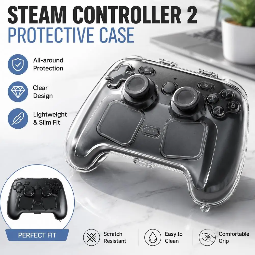 Transparente schwarze Schutzhülle gegen Stürze für Steam Controller 2_voghion.com