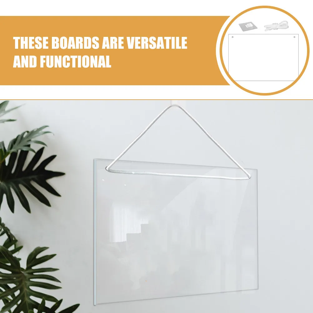 2Pcs Clear Acrylic Dry Erase Board Portable Transparent Writing Board for Office Home Desktop Whiteboard Memo Message Small