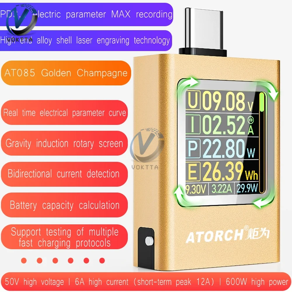 Tester USB multifunzionale di tipo C voltmetro DC amperometro Tester di capacità della batteria Display digitale Tester di corrente di tensione DC