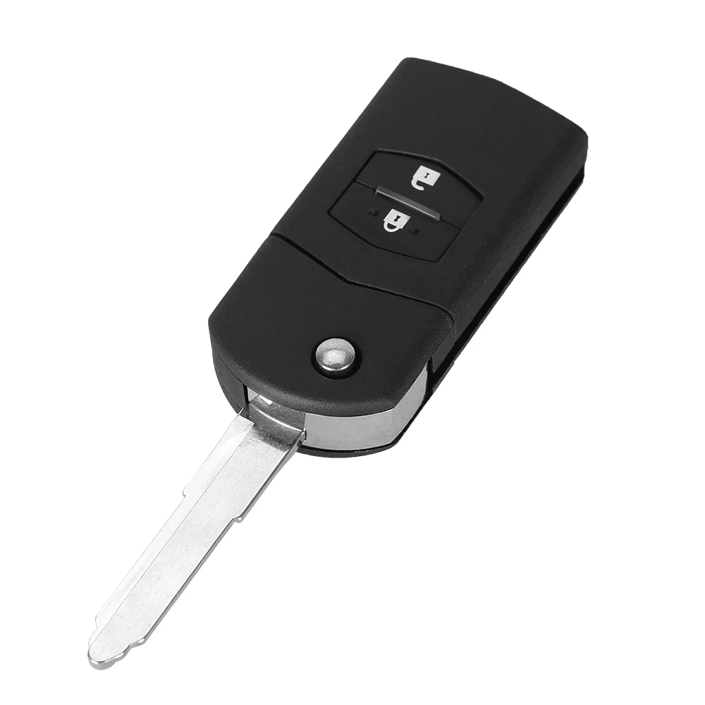 KEYYOU 2-Tasten-Funkschlüsselanhänger Shell Case Folding Flip mit ungeschnittener Klinge für Mazda 3 5 6 Kostenloser Versand