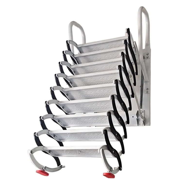 Wall Mounted Indoor and Outdoor Attic Telescopic Staircase, Thickened Folding Lifting and Contraction Invisible Ladder