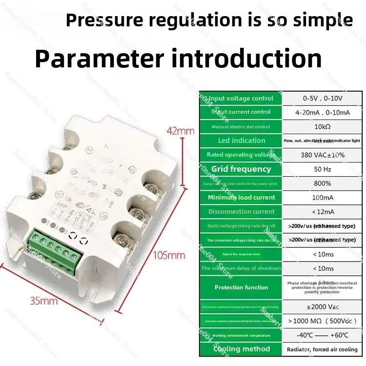 

For Three-phase AC Voltage Regulation Module 50A LSA-TH3P50Y Transformer Step-down Voltage Conversion
