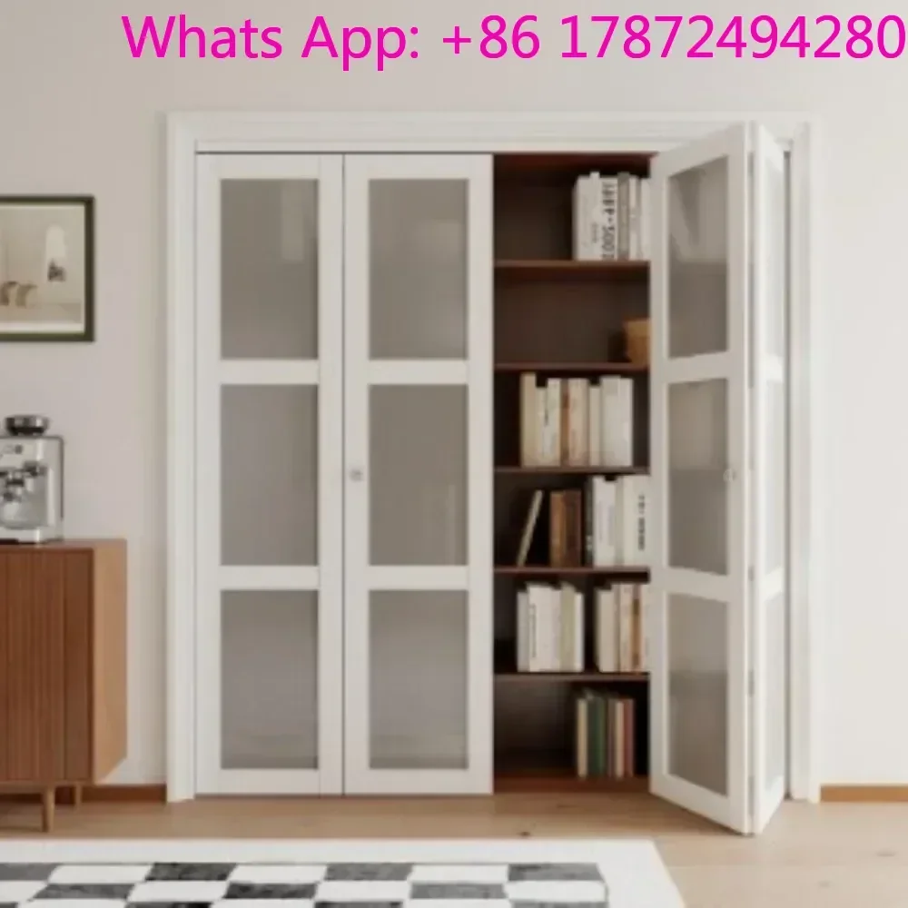 

Bifold Doors, 3-Lite Tempered Frosted Glass Closet Door with Sliding Hardware Kit