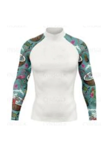 Imagen 2 del producto Camisas de surf de manga larga Rashguard para hombre, protector solar, tela de Lycra, sudadera de Surf suave, traje de baño con protección UV