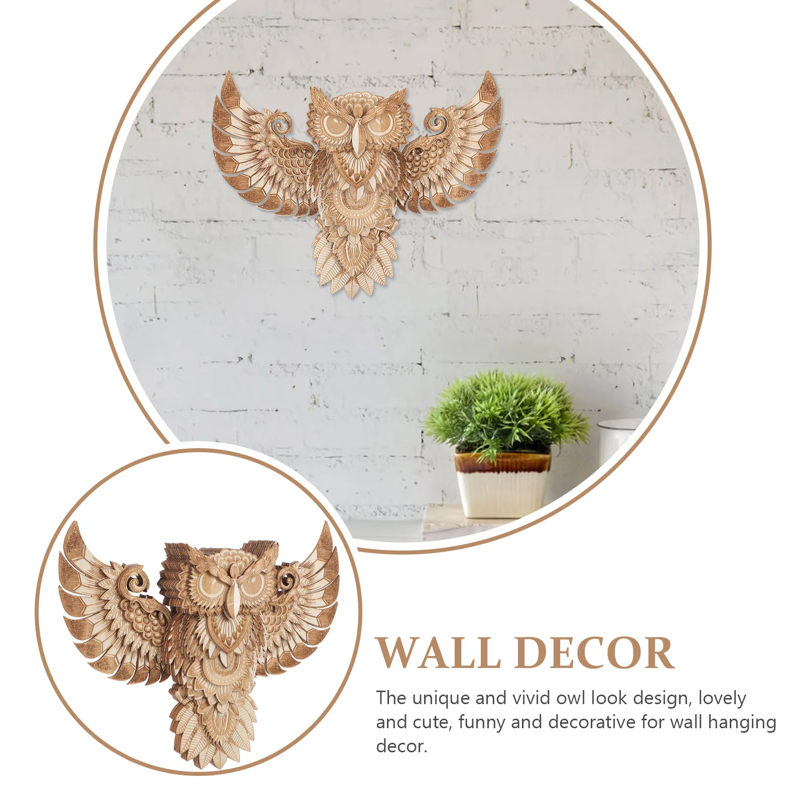 Wooden Owl Wall Ornament Greenery Decor Hanging Danimals Household Decorations for Home