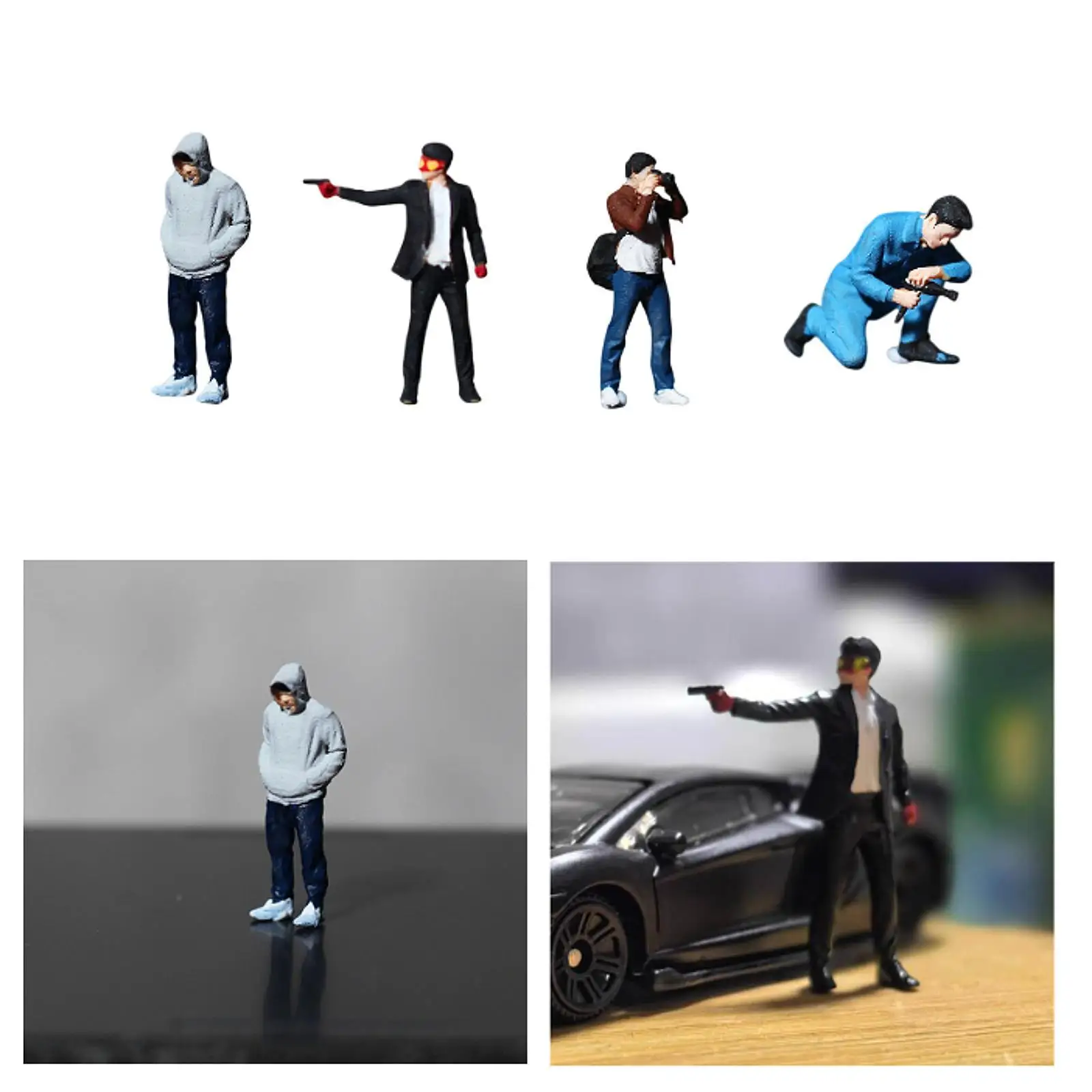 1/64 Figura di persone in miniatura dipinta a mano in resina artigianale Figura di persone Diorama