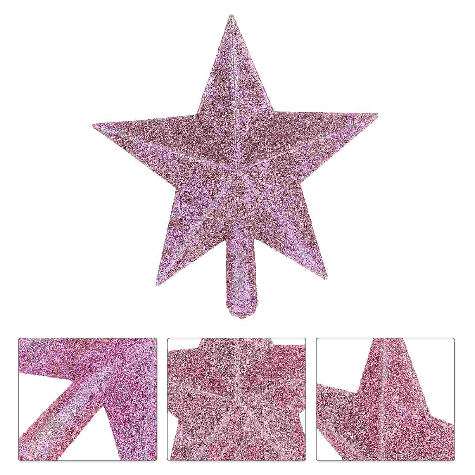 20cm Christmas Tree Sparkle Star Glittering Christmas Tree Topper Decoration Ornaments Home Decor (Pink)