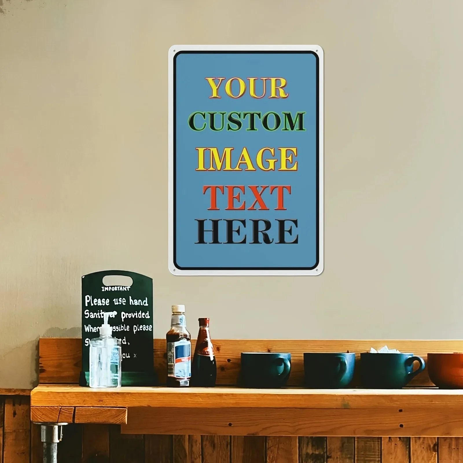 1pc Customizable 2D Flat Metal Plaque, Personalized Photo Text, Rustic Wall Hanging Ornament for Cafe Home Office Gift (Decor On