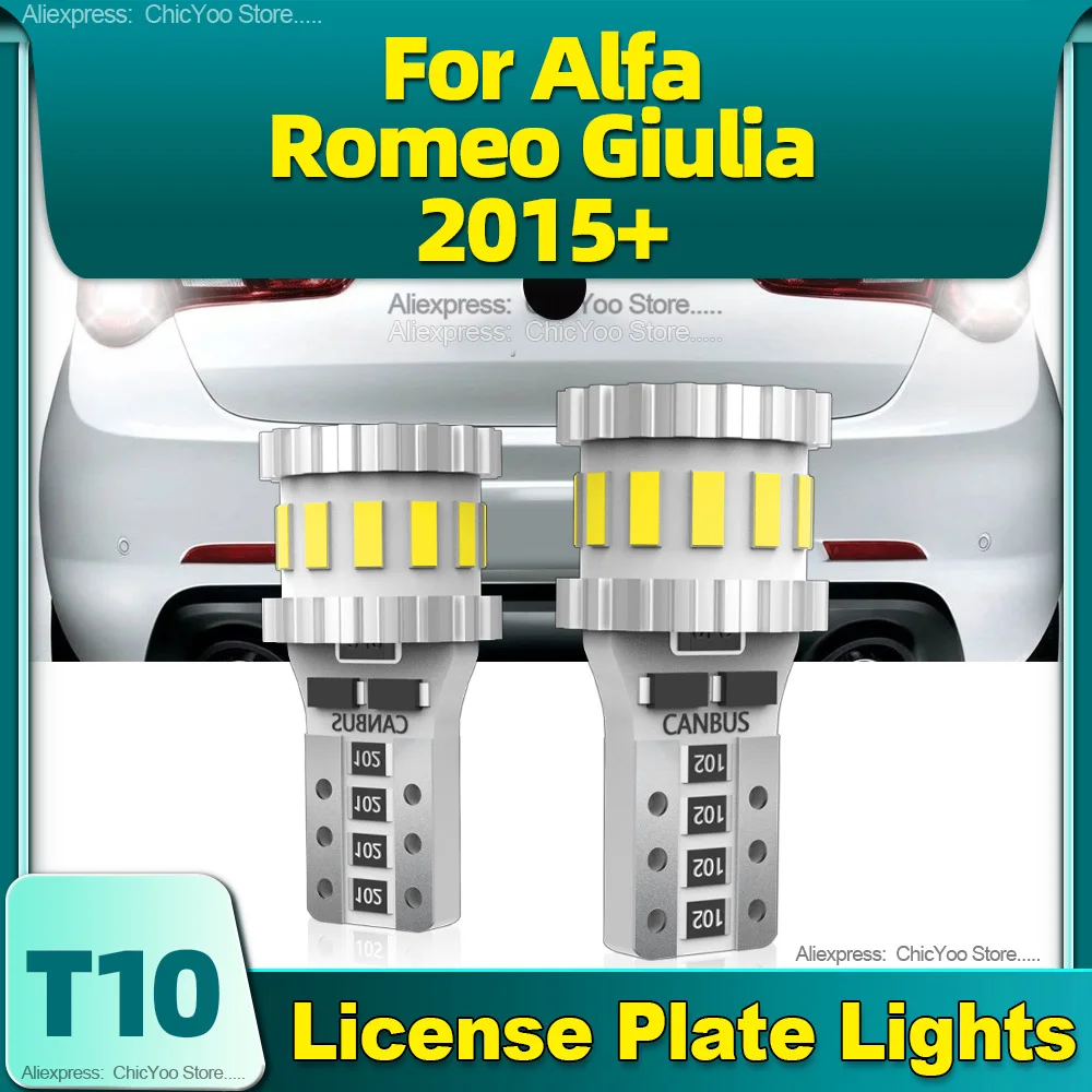 

2Pcs Canbus W5W T10 LED Light Bulb License Plate Lamp Car Lights For Alfa Romeo Giulia 2015 2016 2017 2018 2019 2020 2021