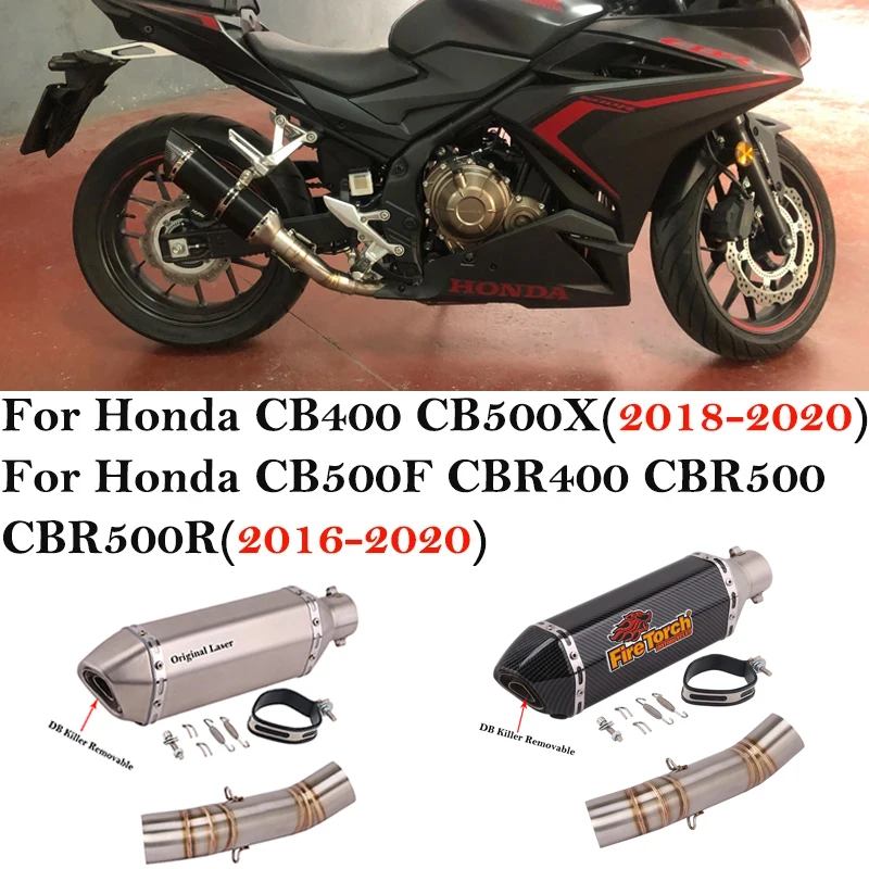 

Slip On For Honda CB400 CBR400 CB500F CB500X CBR500 CBR500R 2016-2020 Motorcycle Exhaust Escape Mid Link Pipe Muffler DB Killer