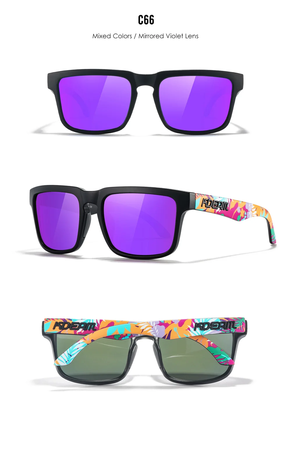 KDEAM Neue Farben Klassische KD332 Quadratische Polarisierte Sonnenbrille Für Männer Und Frauen Reisen Sonnenbrille Mit Fall Für Einfache Tragen – Detail 7