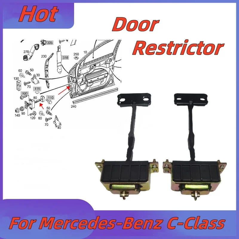 For Mercedes-Benz C-Class W203 Door Restrictor C200 Tie Rods C230 Hinges C280 Front and Rear Doors Solve Loose Doors Rattles