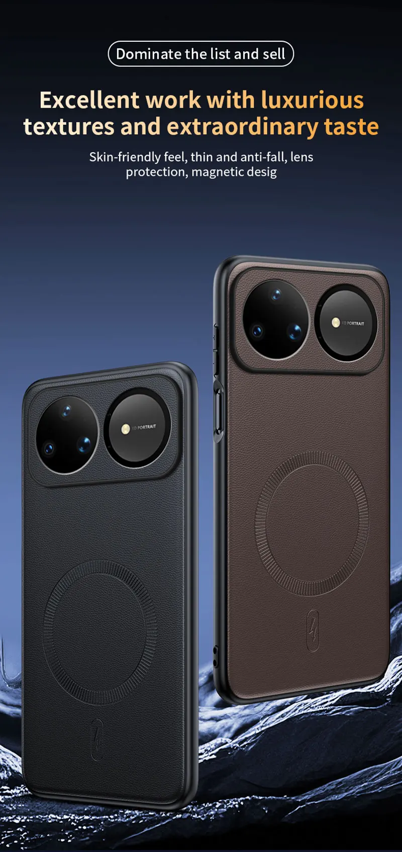 Für Huawei Nova 16 Ultra: Magnetische Lederhülle mit Schutzfunktion, Anti-Fingerabdruck, rutschfest, aus PC+TPU. – Detail 5