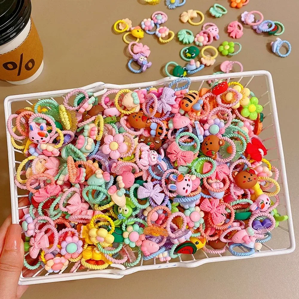 Cartoon Cute Rubber Band Hair Accessories for Little Girls 20/30/50pcs Pack Non-Hurting Hair Ties Circle Headbands