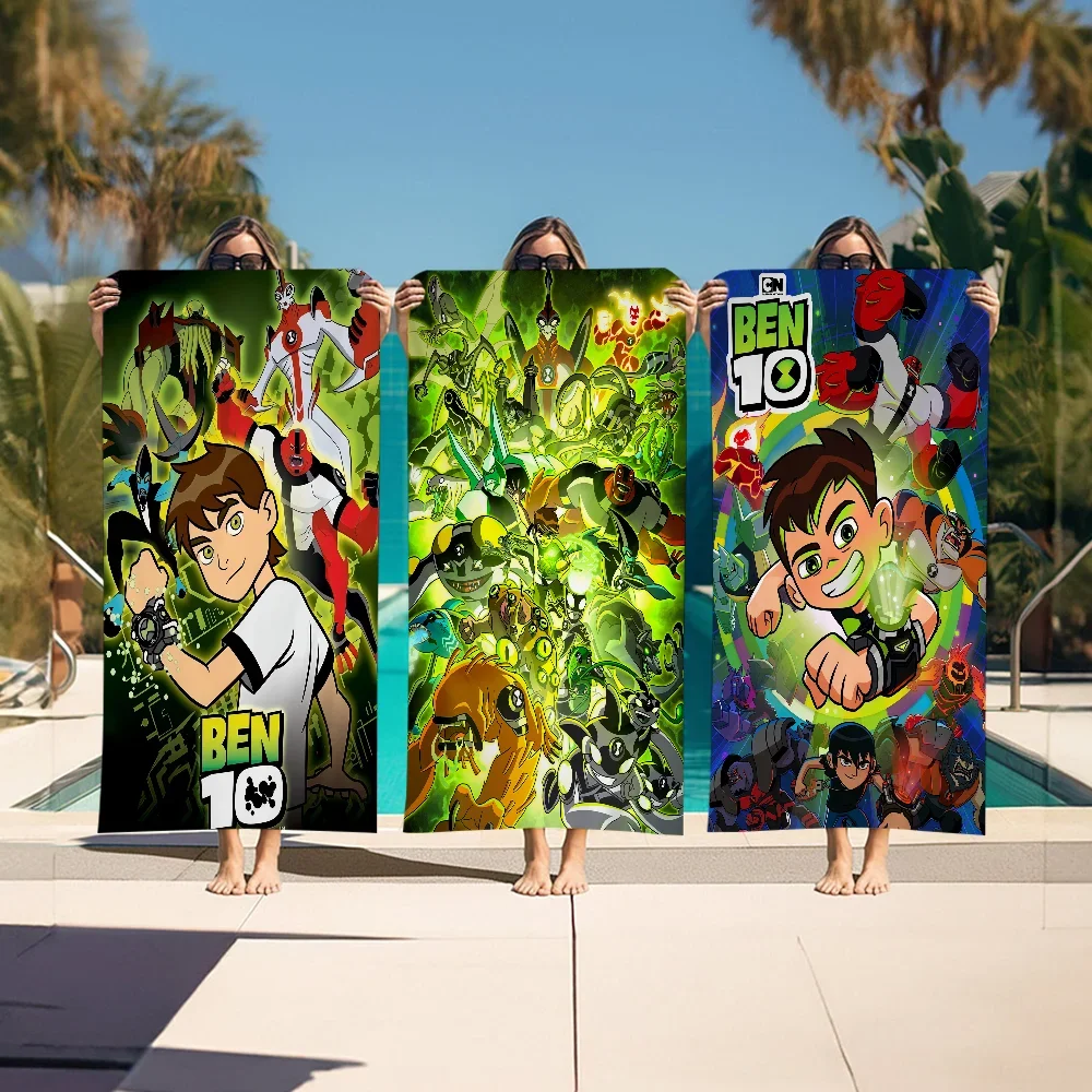 Cartoon B-Ben 10 Cool Beach Towel Cartoon Cute Summer Kids Large Bath Pool Beach Towel Microfiber Absorbent For Swimming Travel