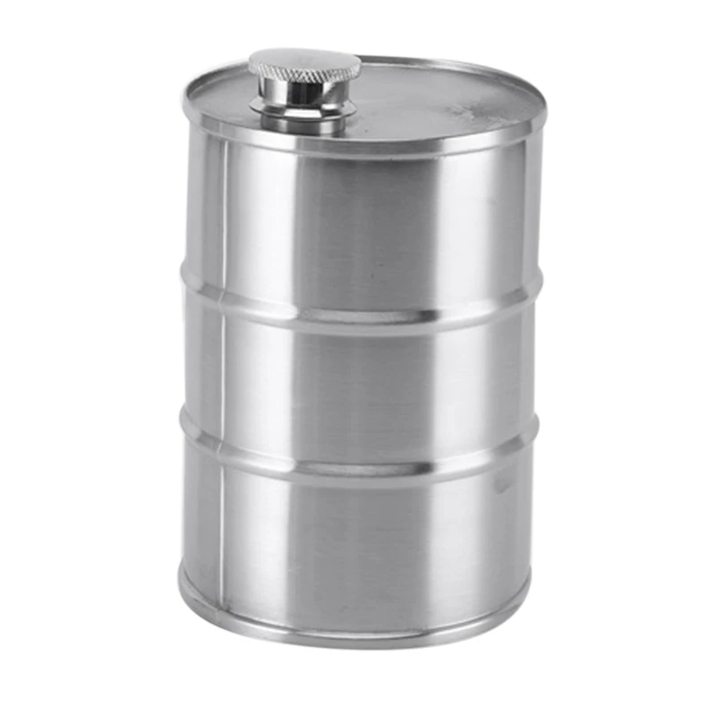 

750Ml Barrel Wine Pot Stainless Steel Mini Hip Flask Portable For Travel For Outdoor Camping Silver