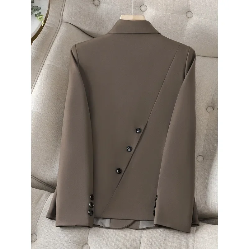 Blazer de bureau formel pour femmes, veste à manches longues, manteau mince pour femmes, vêtements de travail d'affaires, café, abricot, noir, mode féminine, automne