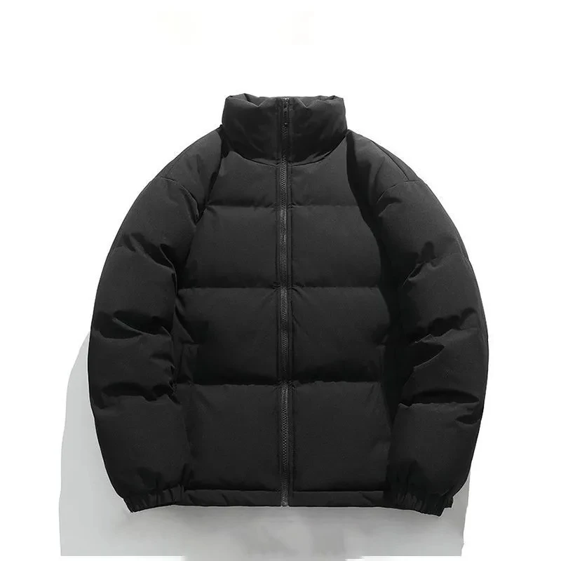 Abrigo de pan informal de color sólido engrosado de invierno con cuello levantado para hombres y mujeres en ropa de algodón de moda