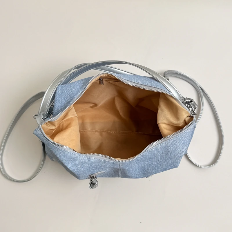 Korean Y2K Trend Commuting Shoulder Bag Female High Capacity Tote Vintage Denim Bag Versatile Fashion Backpack Crossbody Bag Big