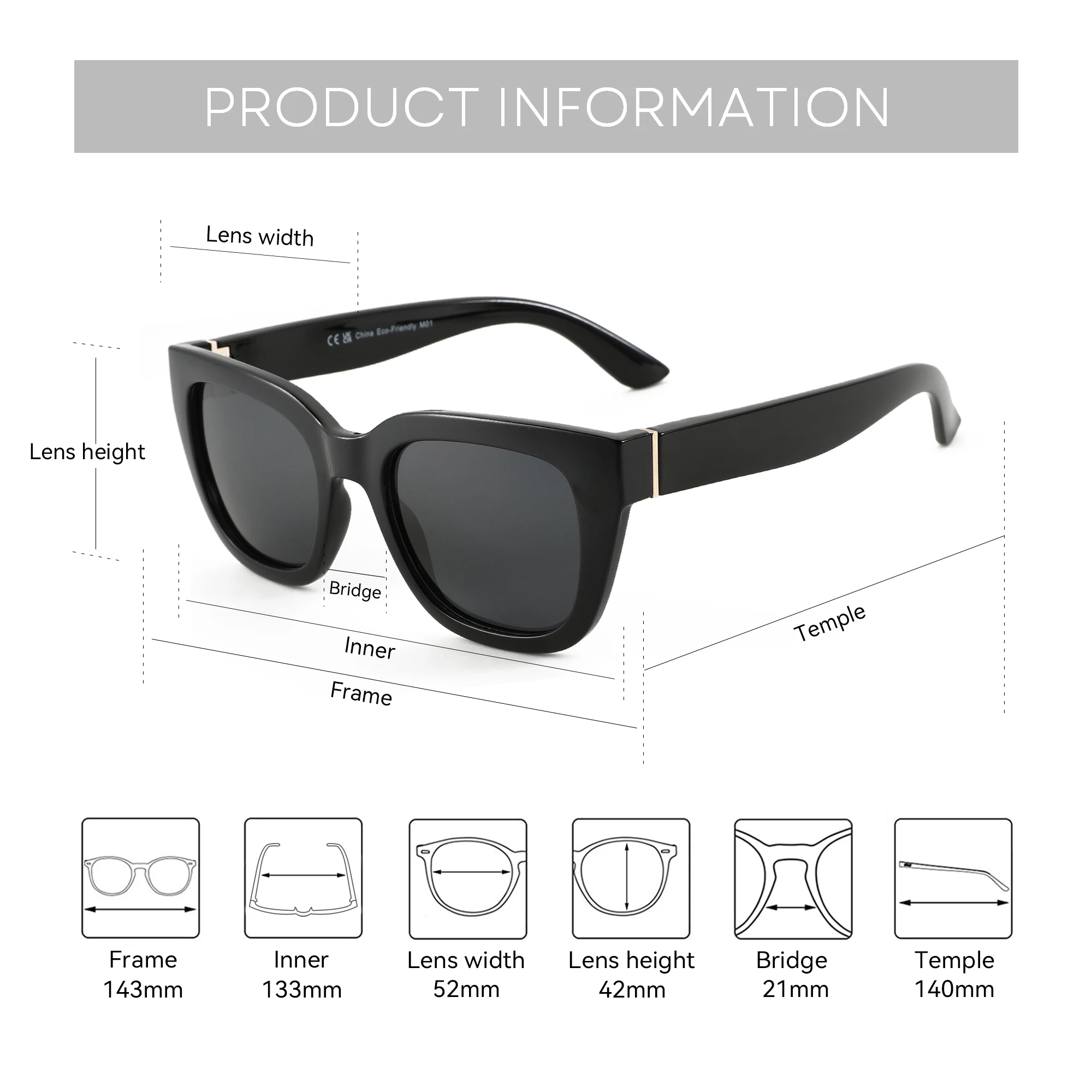 ZENOTTIC Modische polarisierte Schmetterlings-Sonnenbrille für Damen, UV400-Schutz, Damen-Sonnenbrille mit Katzenaugen-Design, ZS2218 – Detail 1