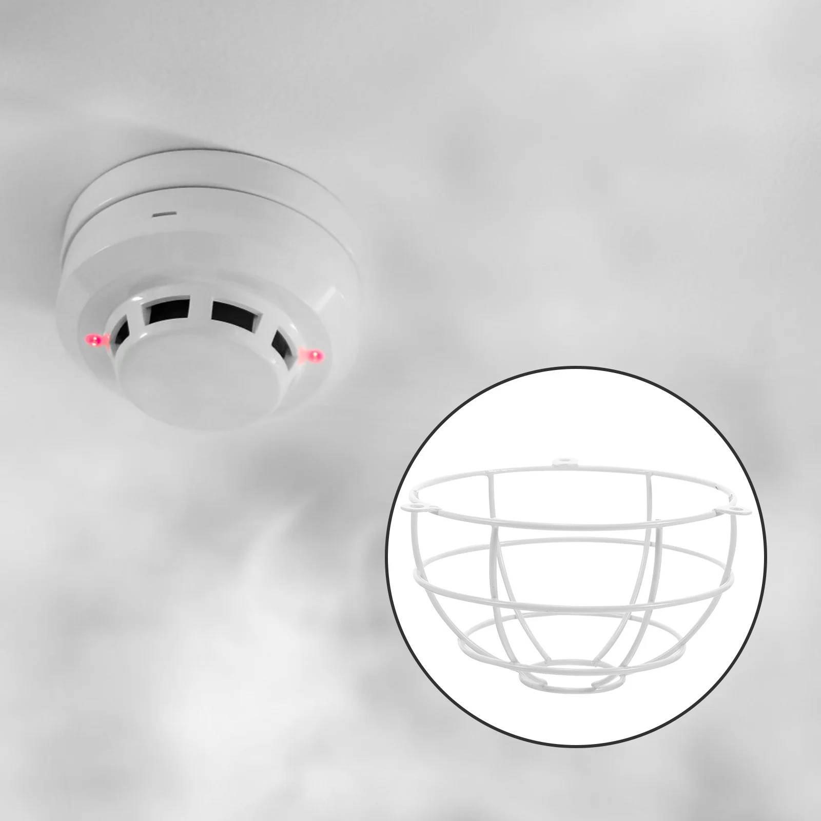 درع معدني متين واقي من إنذار الحريق للاستخدام المنزلي غطاء الدخان غطاء أجهزة إنذار الحريق