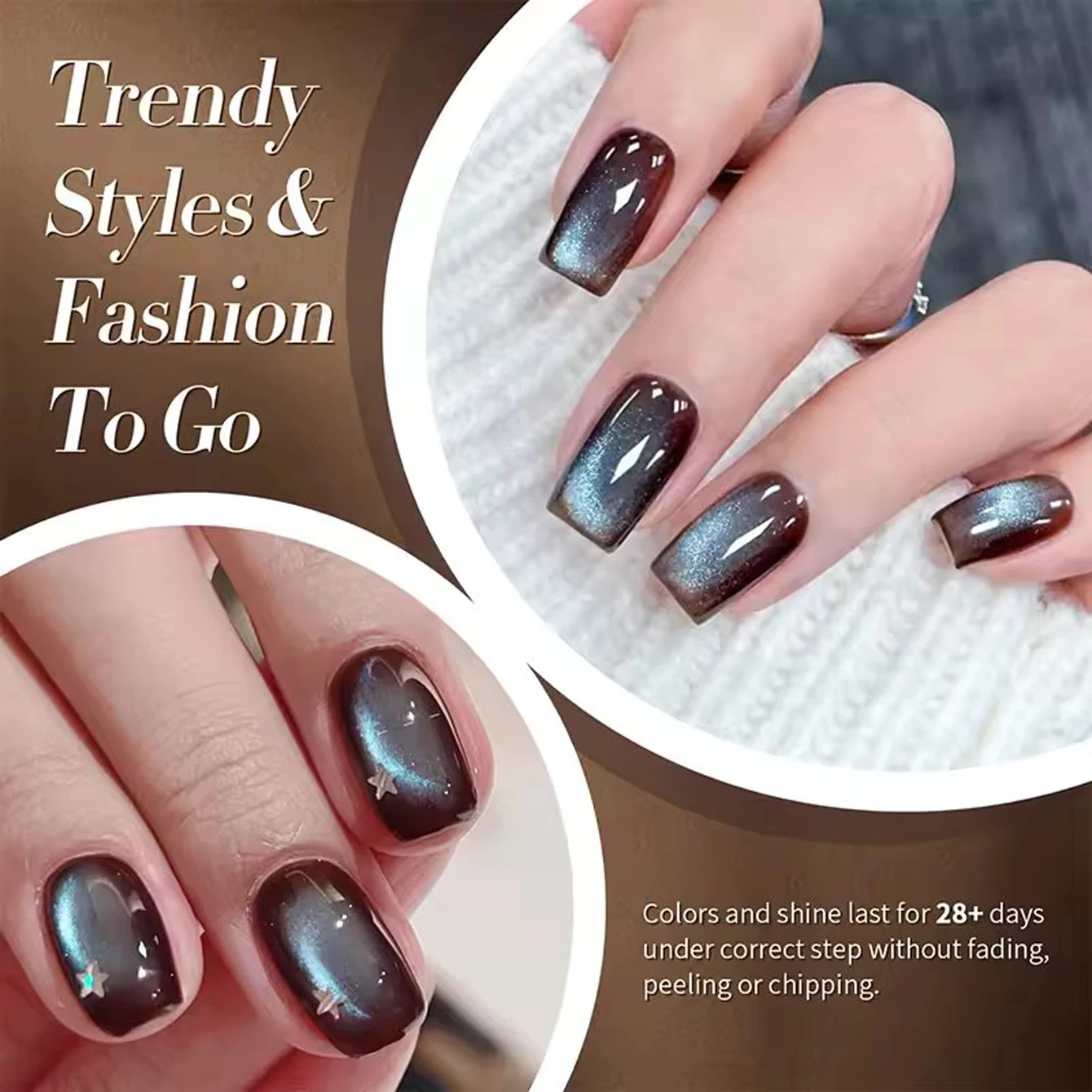 MN 10 مللي 1 قطعة 2025 الخريف الأظافر 2025 جديد الأزرق البني القط العين هلام طلاء الأظافر فلاش الشوكولاته الزجاج الخرز الأظافر الأظافر السوداء #6