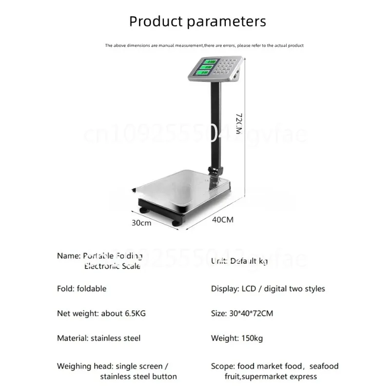 Commercial bench  stainless steel 150kg electronic scale 100kg  scale folding scale stainless steel material waterproof