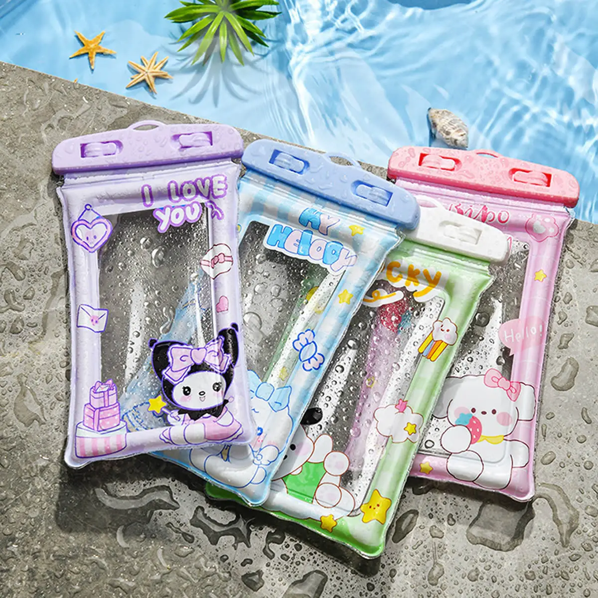 Sanrio Waterproof Phone Case Swimming Water Proof Bag Cartoon Universal Underwater Phone Protector Pouch Touch screen PVC Cover