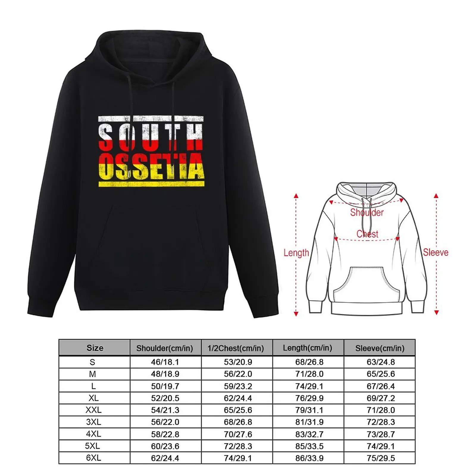 Sudadera con capucha Unisex, suéter de algodón con estampado de mapa del país, Bandera de Ossetia del Sur, Hip Hop, Unisex