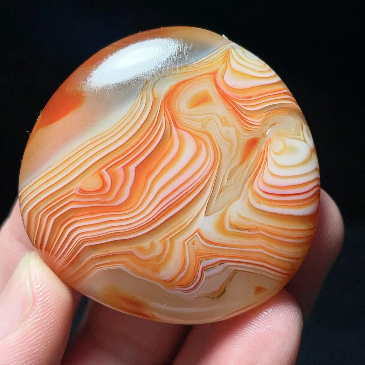 4PC Authentic Stone Banded Agate Palm Stone, Tumbled Polished, Vibrant Color, Home Decor, Natural Stone, Crystal Collection