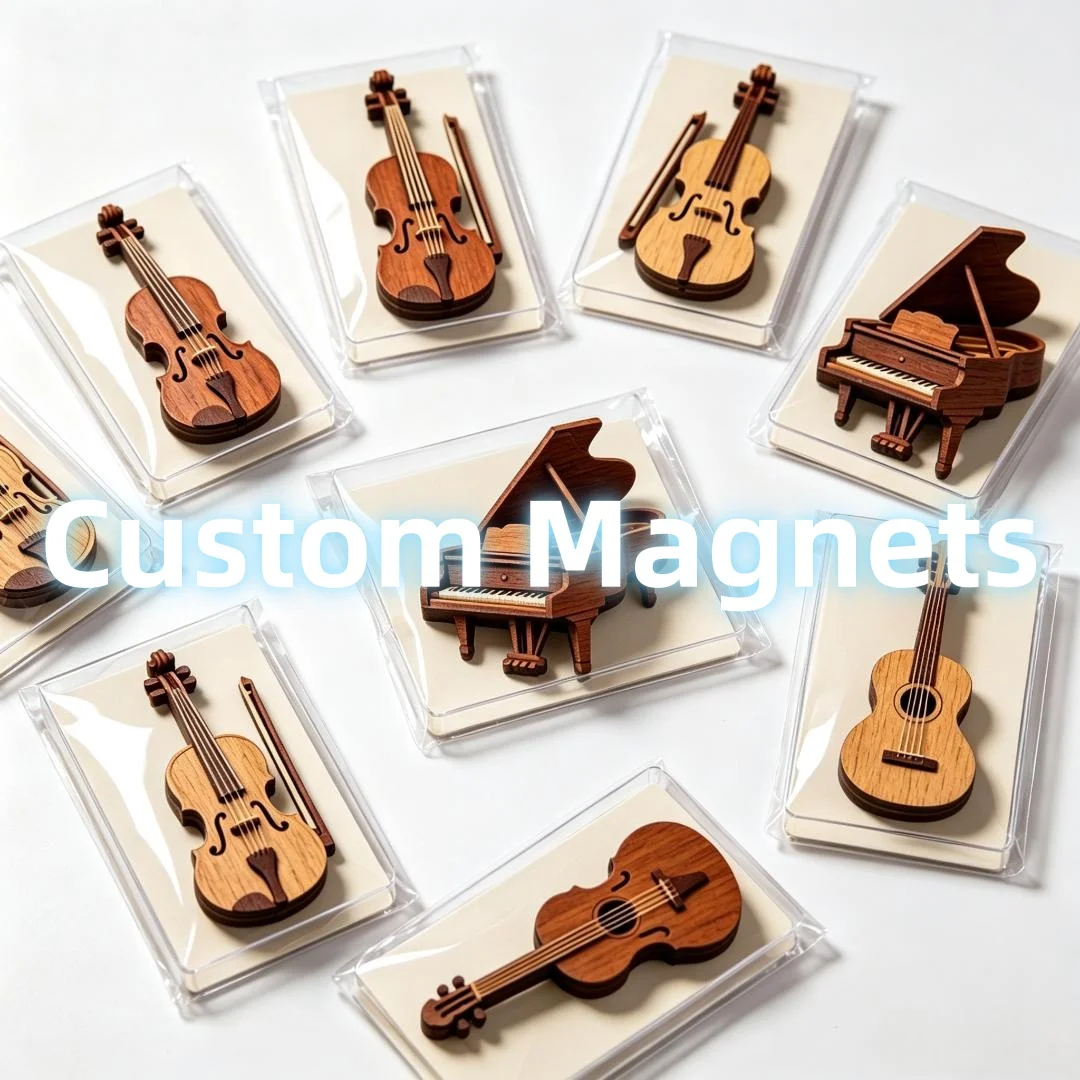 Custom Fridge Magnet Wooden Musical Instrument Refrigerator Magnet Violin Piano Guitar Music Lover Kitchen Decor Gift