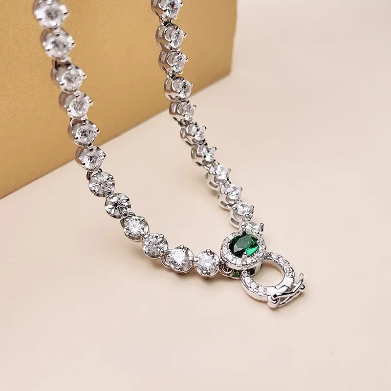 

Desire Heavy Industry Luxury Versatile Emerald Full Diamond Universal Chain 925 Silver New Style Banquet Sweater